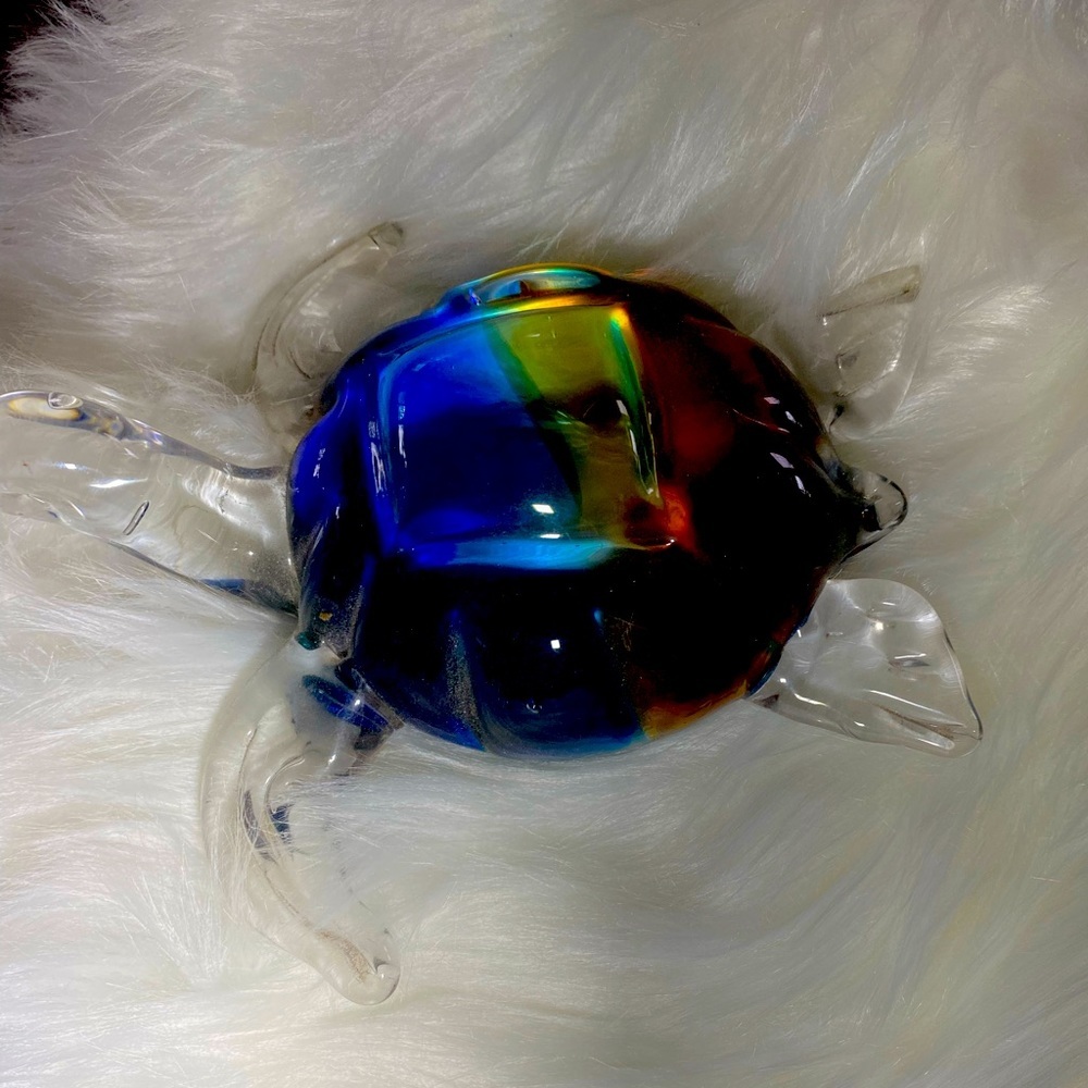 Paperweight glass turtle colorful and cute